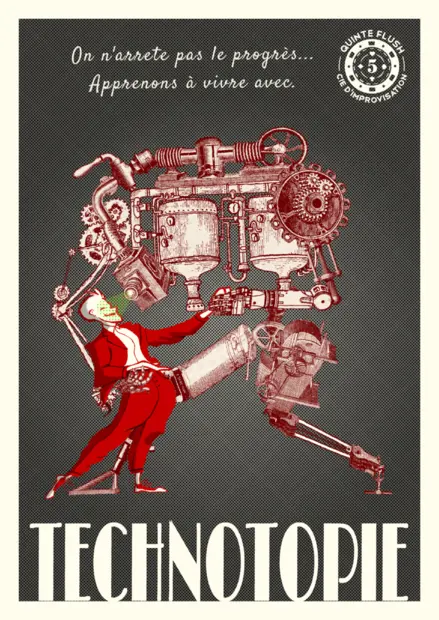 Alternate poster for Technotopie : a person dancing with a big robot