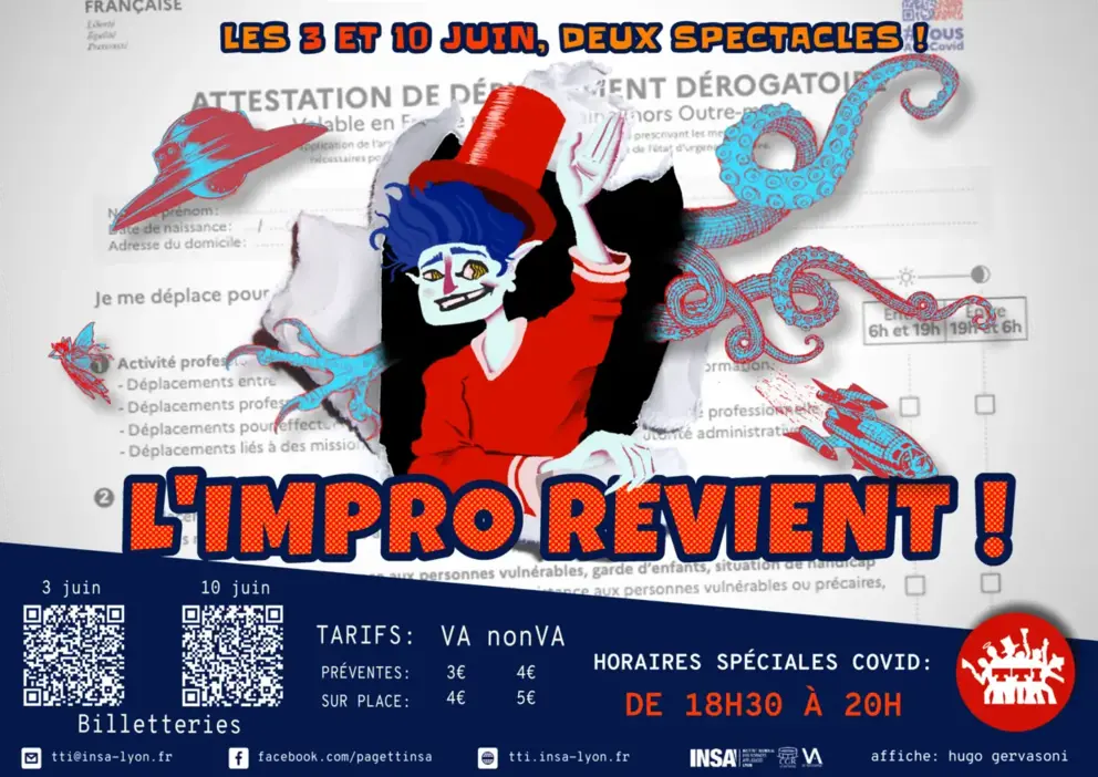 A smiling imp with a top hat bursts out of a covid certificate
